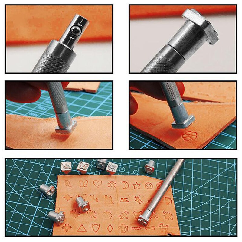 32pcs/set Leather Printing Punch Tools Handmade Carving Leathercraft Punch Stamps Sculpture Metal Leather Craft Tools