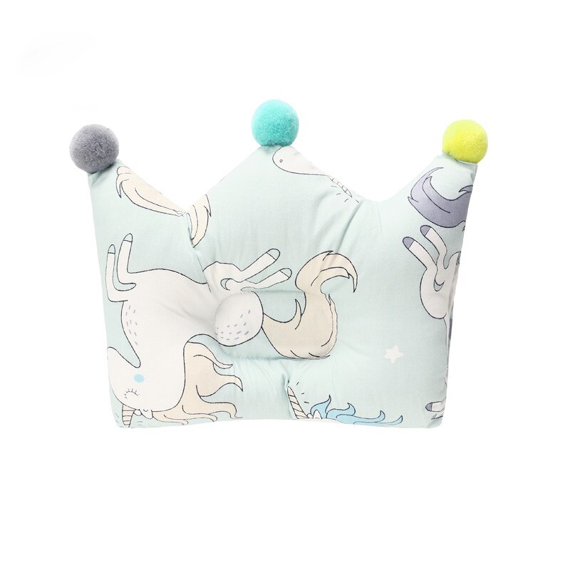 Dégagement tête Protection coussin oreiller -né bébé oreillers coton couronne enfants oreiller soutien Concave sommeil positionneur: Green unicorn