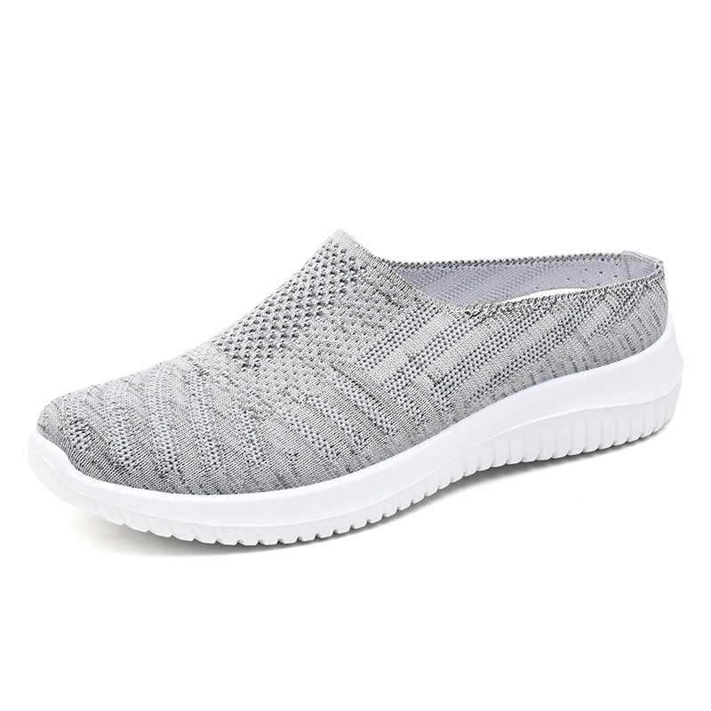 2023 scarpe basse Casual da donna pantofole estive con foro traspirante cavo da donna scarpe da passeggio leggere all'aperto Plus Size mezze pantofole: Grigio / 40