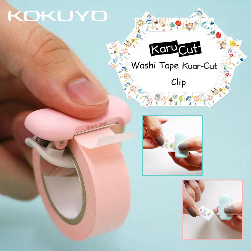 Kokuyo karu skåret tape dispenser lille størrelse washi tape holder bredde 10-15mm klip let afskåret afrivningstape uden sakse