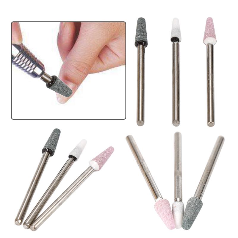 3 st nail art borr karborundum polering sliphuvuden hjul manikyr verktyg pedikyr elektriska nagelfilar nagelborr