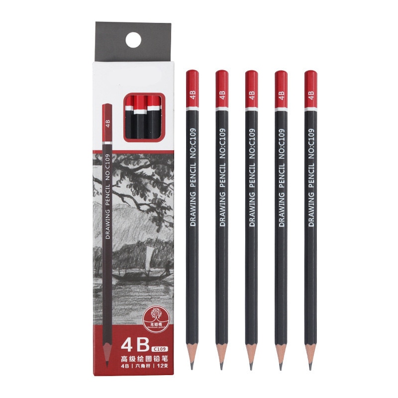 12 pcs/box Sketch pencil HB 2B 3B 4B 5B 6B 8B 10B 2H 3H Soft medium hard carbon pen Office school drawing pencil