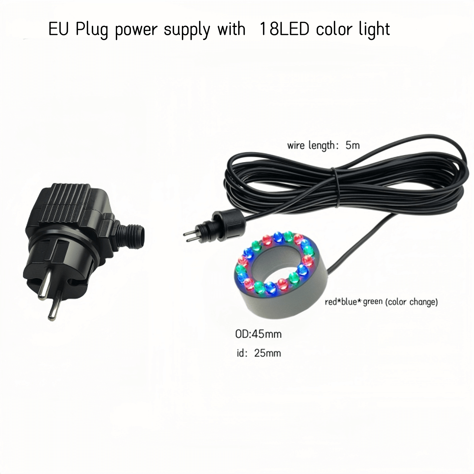 12V 24LED light ring Underwater Color Changing Submersible Fountain Light for Garden Yard Aquarium Pond: Red / US Plug