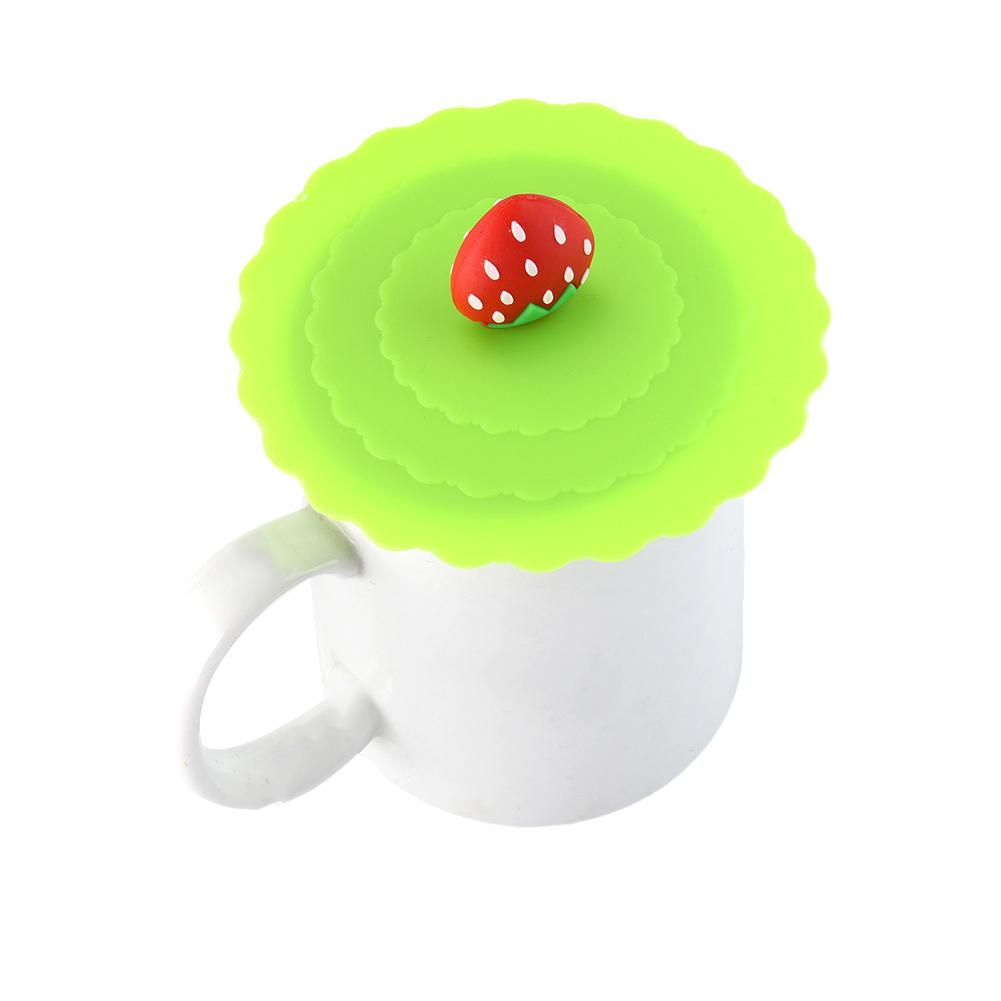 1pc søte frukter pryder vann drikkebeger lokk silikon anti-støv bolle deksel kopp forseglinger glass krus lokk tekopp deksler diameter 10cm: C