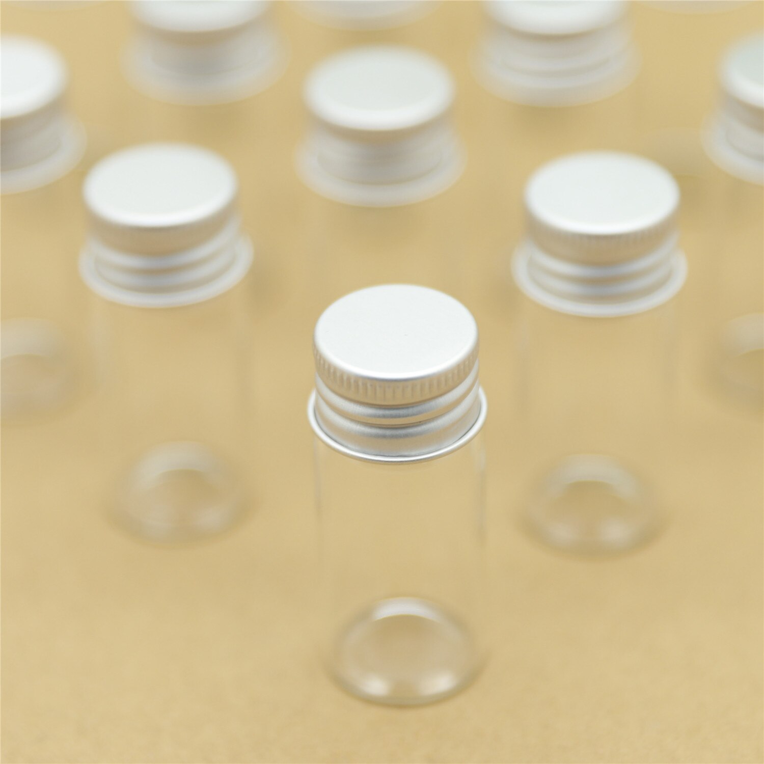 50 st 22*50mm 10ml små glasflaskor silver skruvkork förvaringsflaskor & burk glas små burkar minibehållare flaska flaskor