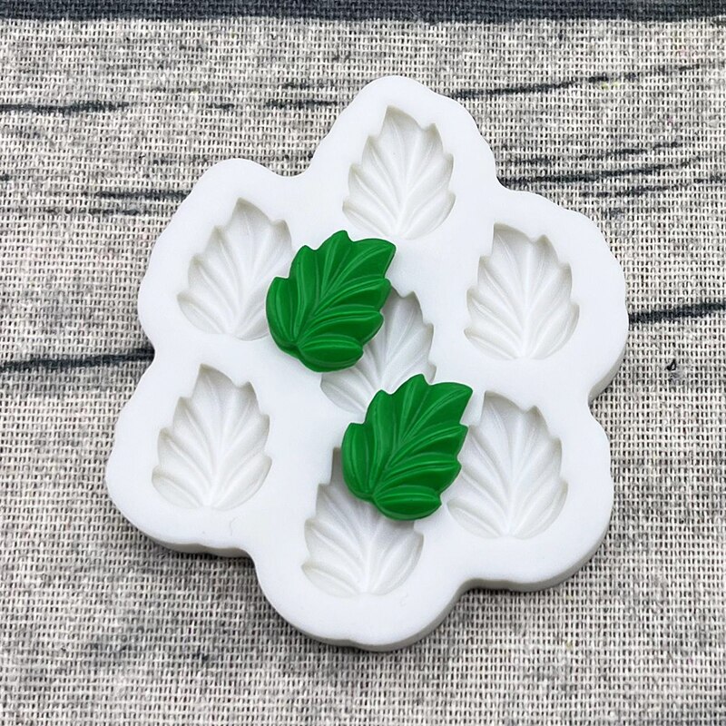 Ginkgo Palm Monstera Deliciosa hoja de arce molde de silicona para artesanía de azúcar herramientas de resina molde para hornear magdalenas utensilios para decoración de tortas con fondant: Verde militar