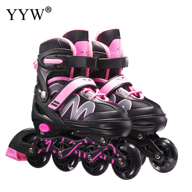 Inline Skates Schoenen Rolschaatsen Sneakers Rollen Voor Jongens Meisjes Beginner Volwassen Kids Skates Inline Rolschaatsen 4 Wielen: pink / s size 26-33
