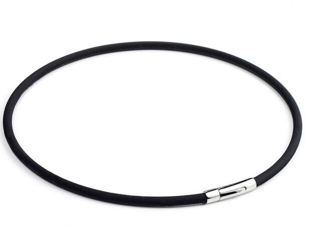 stainless steel magnetic deduction radiation cervical health necklace water soluble titanium silicone necklace: black / 50cm