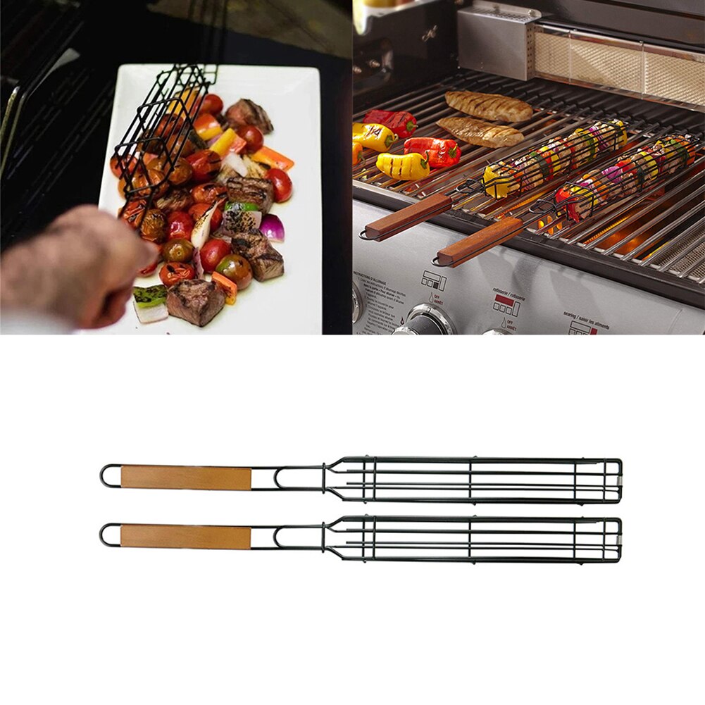 Metalnet trækul non-stick grillkurve bbq skep grill net pølse grillkurv stegt