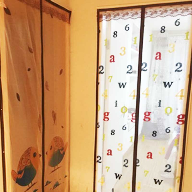 Sommar brev broderi anti-mygg insekt mesh dörr tyg dörr gardin magnet myggnät gardiner tyll mjuk skärm