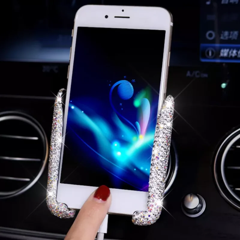 Diamond Crystal Car Phone Holder in Auto Stand Cellphone Bracket Holder for Phone Auto Stuff Bling Car Accessories for Women