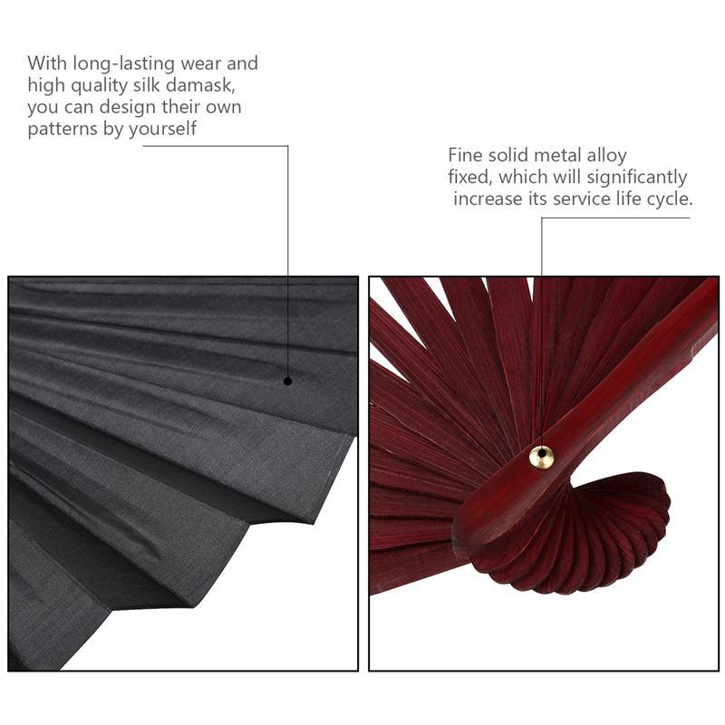 60cm x 33cm fan Mannen Vouwen Bamboe Lege zwarte Fan Wedding Party Hand Fans Collection
