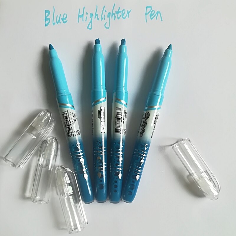 4 Stks/set Blauw Kleur Markeerstift Marker Pen Highligher Pen Fluorescerende Gekleurde Tekening Marker Pennen Creatieve Briefpapier