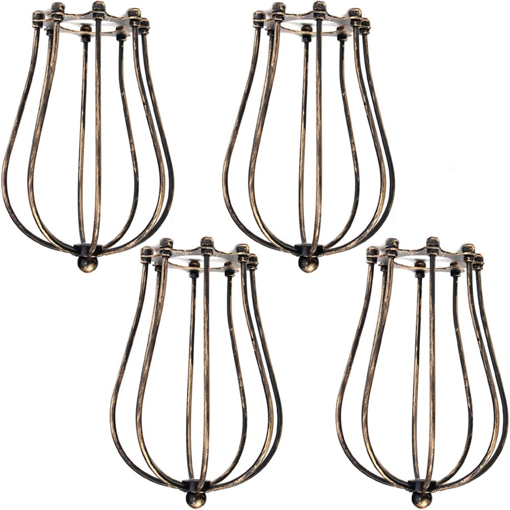Vintage Style Lamp Cage Rustic State Set of 1/2/3/4 Fixture Metal Wire Cage Lamp Guard Lamp shades Bulb Guard Lamp Cage D30: 4 Pack