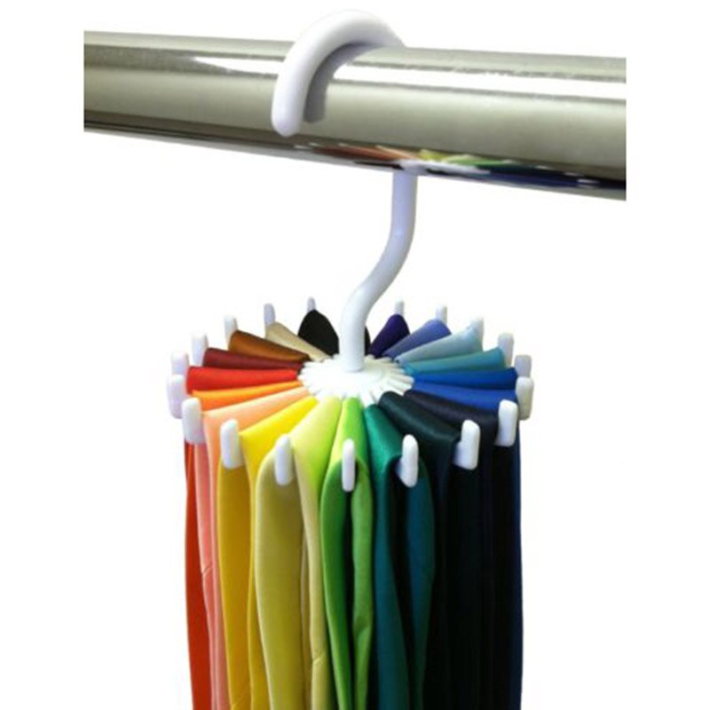 1pc 360 °rotation hals slips rack bøjle 20 krog bælte tørklæde holder garderobe organizer slips opbevaring bøjle: Default Title