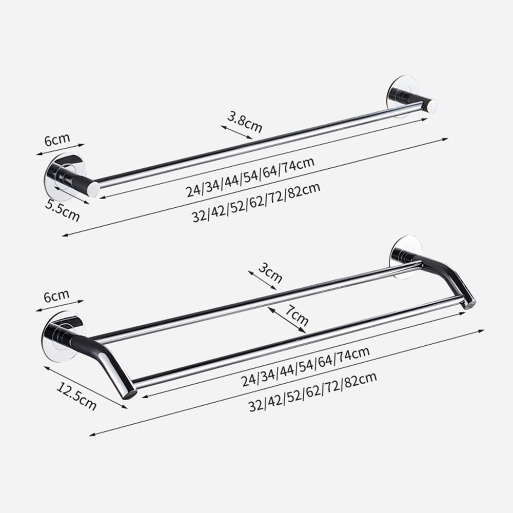 Bathroom Wall Mounted Towel Rack Double Towel Holder Rail Stainless Steel Storage Rack Kitchen Organizer Bathroom Accessories