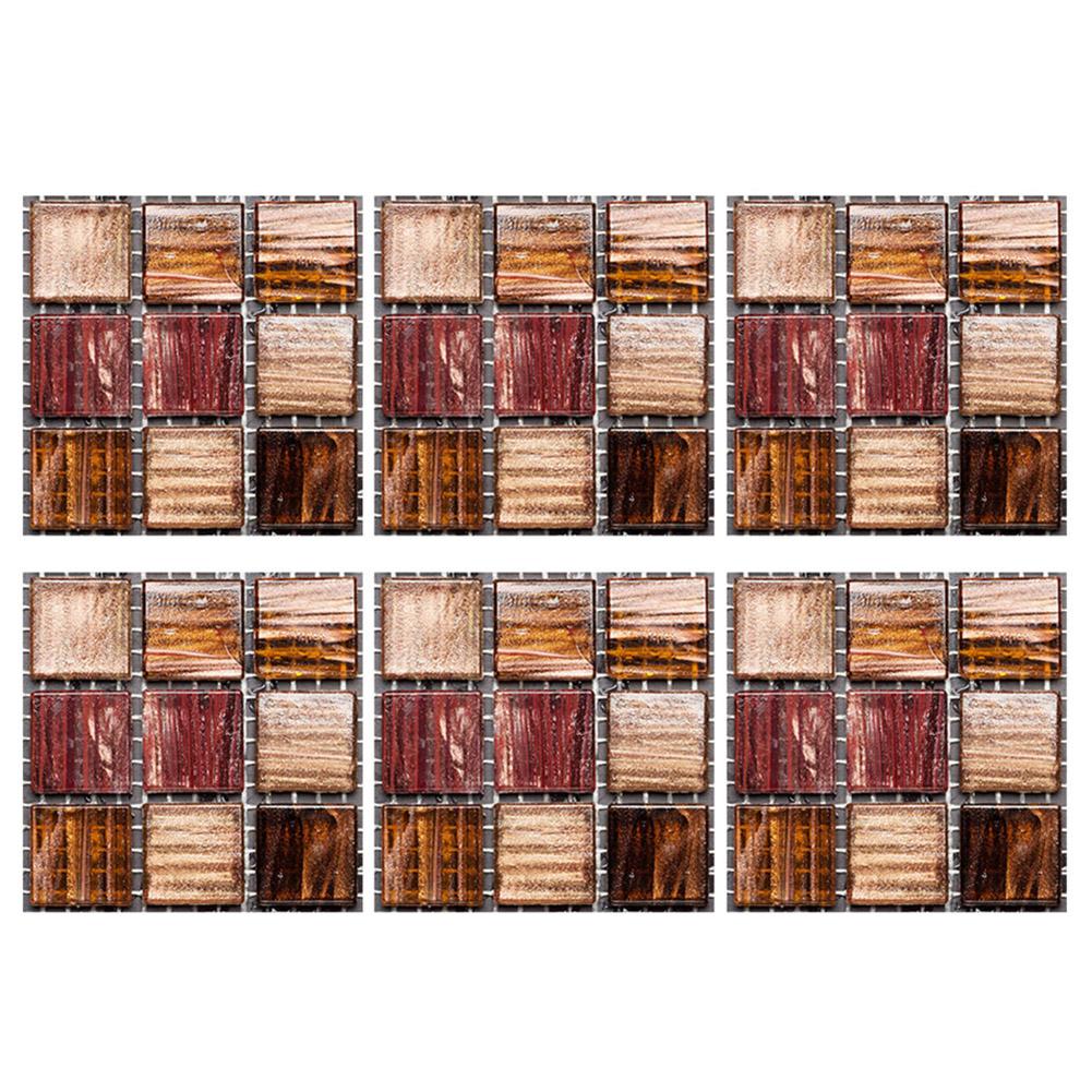 6 Stuks Pvc Stickers Lijm Waterdicht Zelf Meeldauw-Proof Oppervlak Bedekt Met Film Lijm Mozaïek Badkamer Keuken Tegel