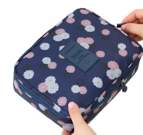 Women Cosmetic bag Makeup bag Case Make Up Organizer Toiletry Storage Neceser Rushed Floral Nylon Zipper Travel Wash pouch: H