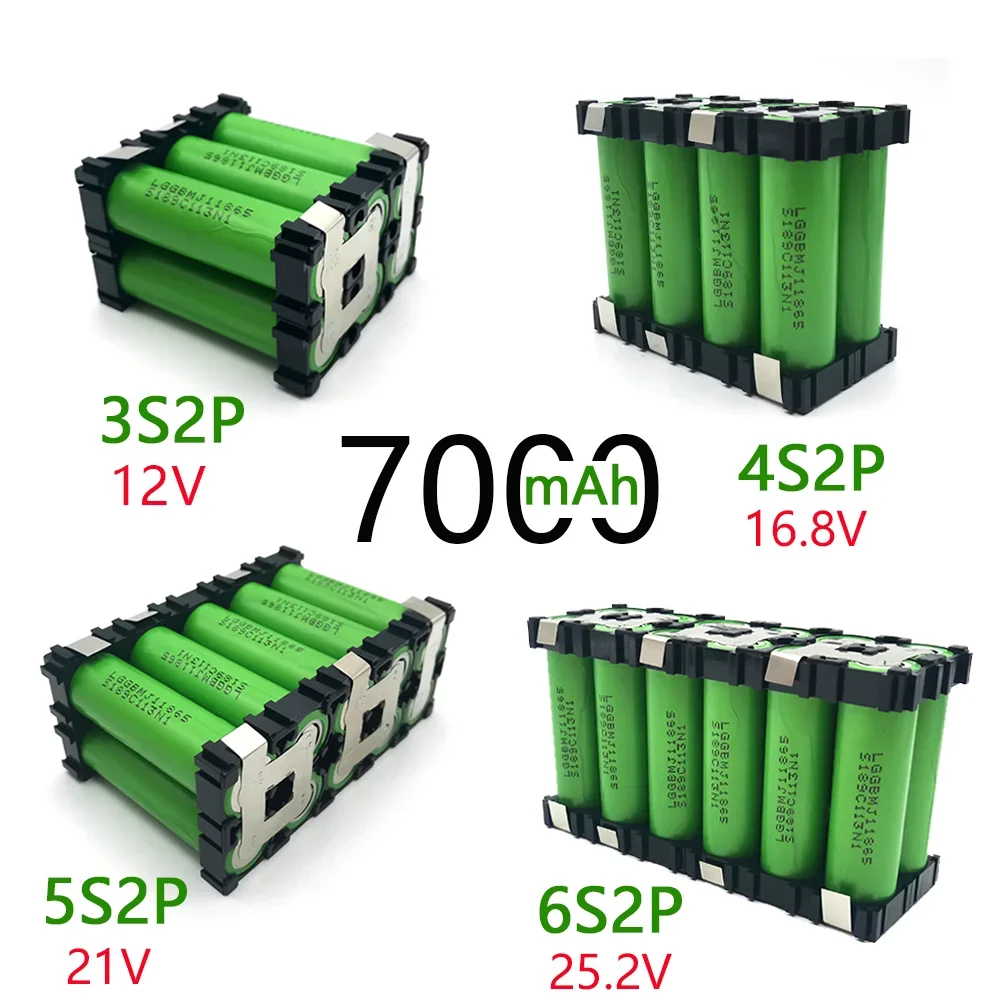 3s2p 4s2p 5s2p 6s2p 18650 Akumulator 7,4 V do 25,2 V 18650 MJ1 Akumulator 7000 MAh do wkrętarki 18 V