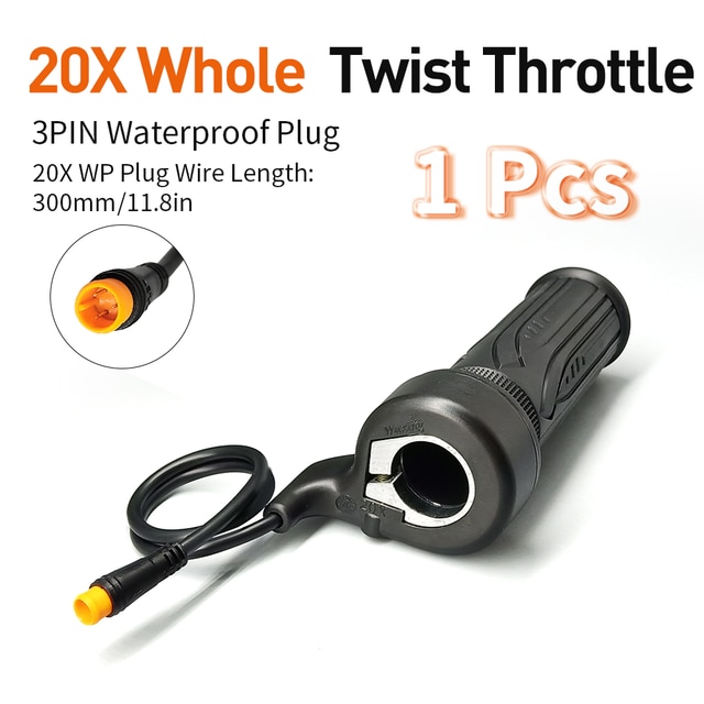 WUXING 20X Full Twist Throttle E-Bike Right Handle Throttle 24V 36V 48V 60V 72V Waterproof/SM Connector for Ebike or Escooter: army green