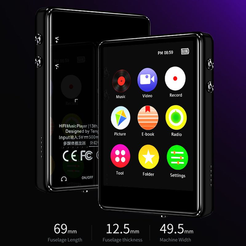 ICEICE MP4 Player Bluetooth with Built-in Speaker 2.4 inch Full Touch Screen FM Radio Recording E-book Music Video Player MP 4