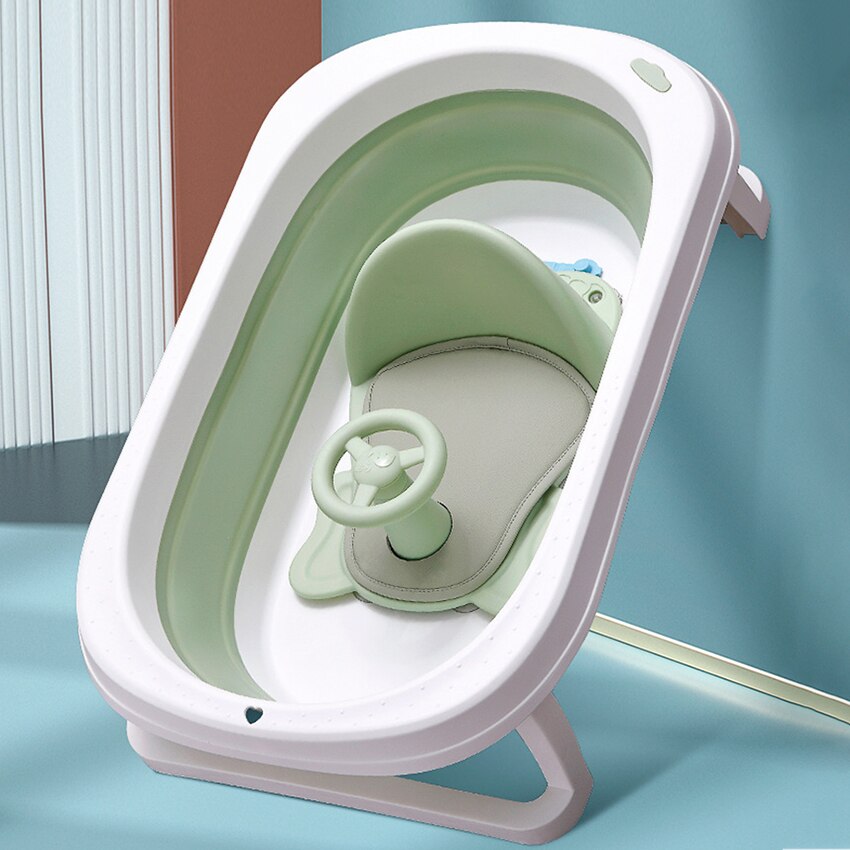 Skridsikker babybadmåtter multifunktionel foldbar babybadestol med ryglæn , 4 sugekopper børnesæde til hjemmebadekar
