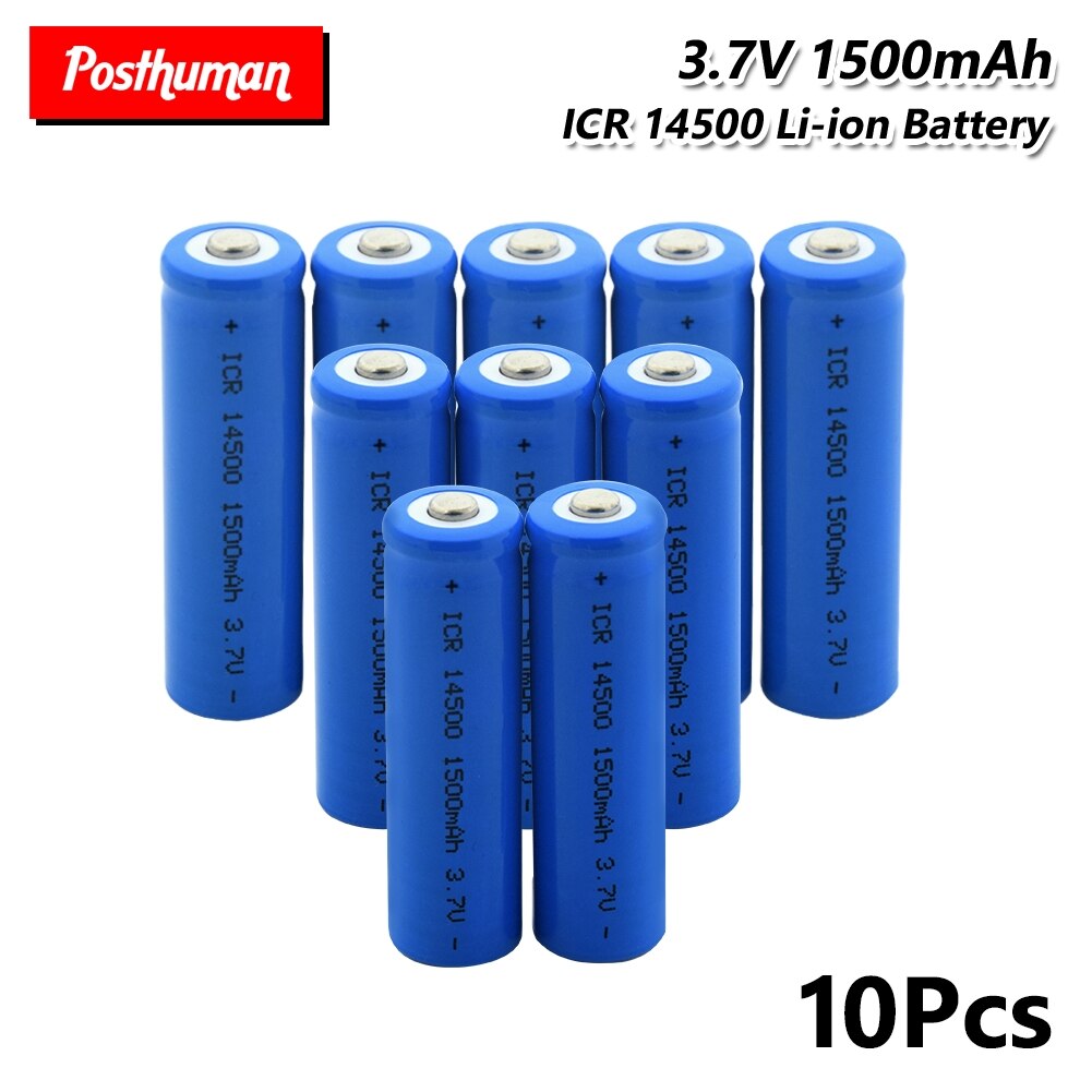 1/2/4/6/8/10Pcs ICR 14500 Li-ion Rechargeable Batteries 3.7V 1500mAh Lithium Battery Replacement For Torch Power Bank Flashlight: 10 pieces