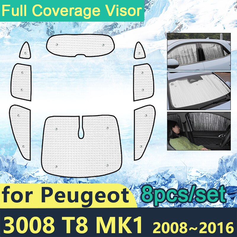 Full Cover Sunshades For Peugeot 3008 T8 Mk1 Car Sun Protection Windshields Side Window Visor Accessories