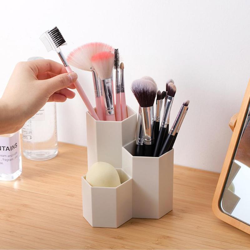Caja de almacenamiento para brochas de maquillaje, organizador de mesa, soporte para cosmética de uñas pulidas, herramientas de maquillaje, soporte para bolígrafos