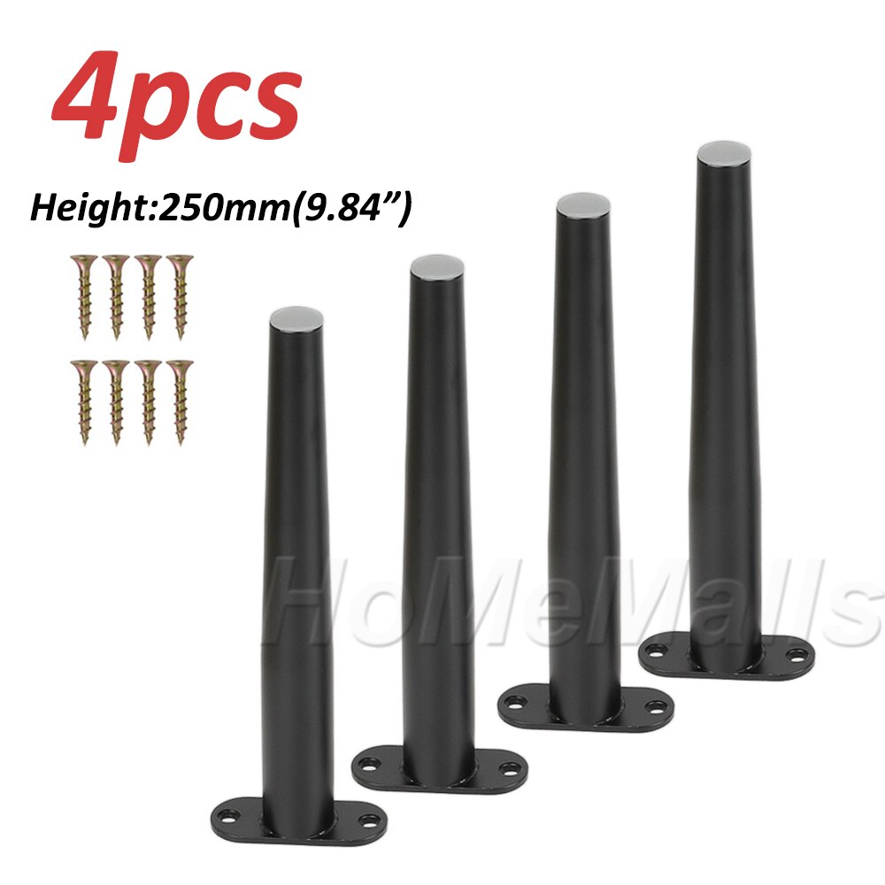1/4pcs Heavy Duty Metal Furniture Legs As Replacement for Sofa Office Couch Cabinet TV Stand Legs Black or Gold Furniture Feet: 4pcs Black 250mm