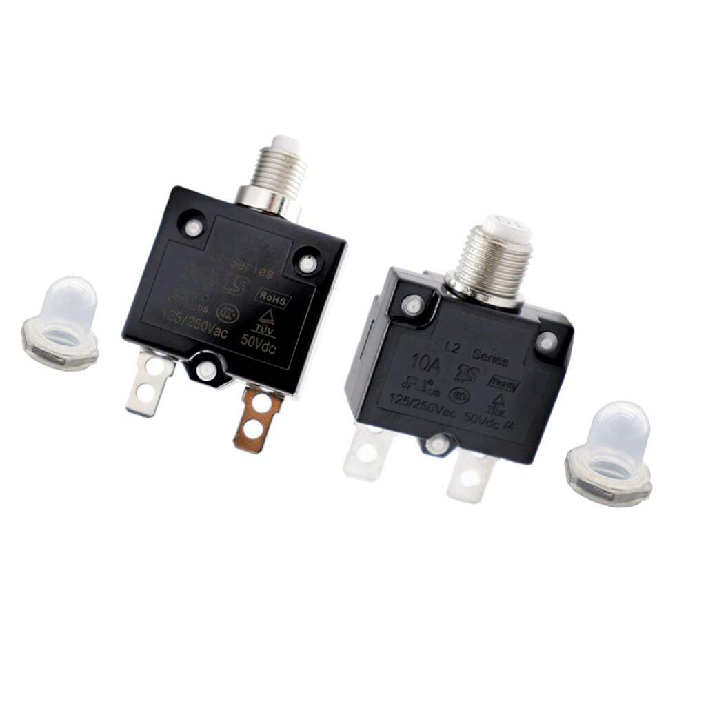 2X 30A/10A Circuit Breaker Overload Protector Switch + Clear Waterproof Cap