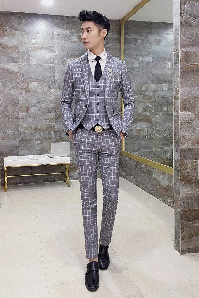 Heren geruite broek slim office casual broek casual broek pak broek heren 28-36