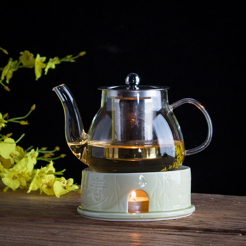 Keramisk tekande opvarmningsbase te varmere blomst te stearinlysvarmer japansk stil maker vand kaffe mælk isolering ovn komfur