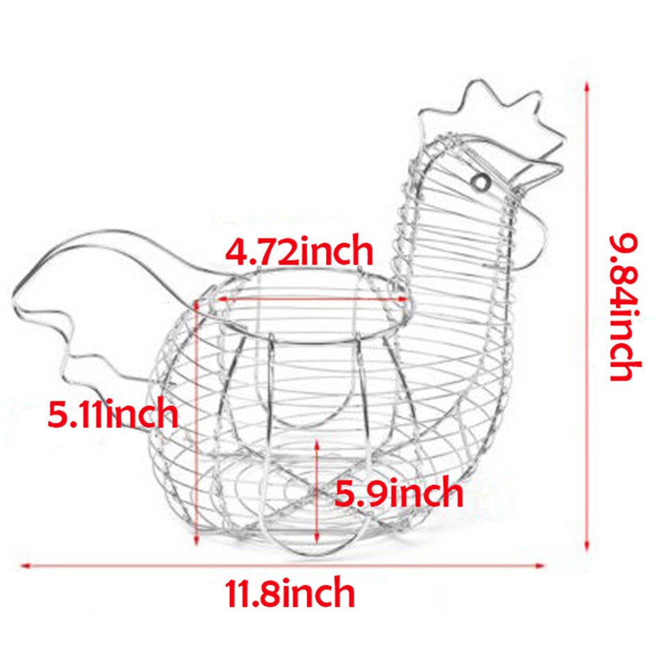 Oeuf de poulet porte-panier innovant grand fil de métal poule en forme de cuisine panier de rangement panier décor