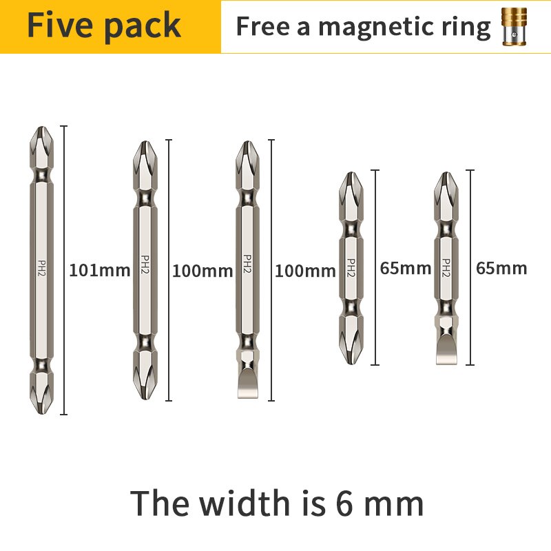 Multi-Function set electric screwdriver electric drill head send strong magnetic ring Drill drill bit: 5 PCS