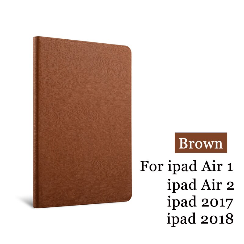 Pour iPad Air 2 Air 1 étui iPad 9.7 pouces simplicité PU cuir couverture intelligente étui Folio housse de réveil automatique: Brown