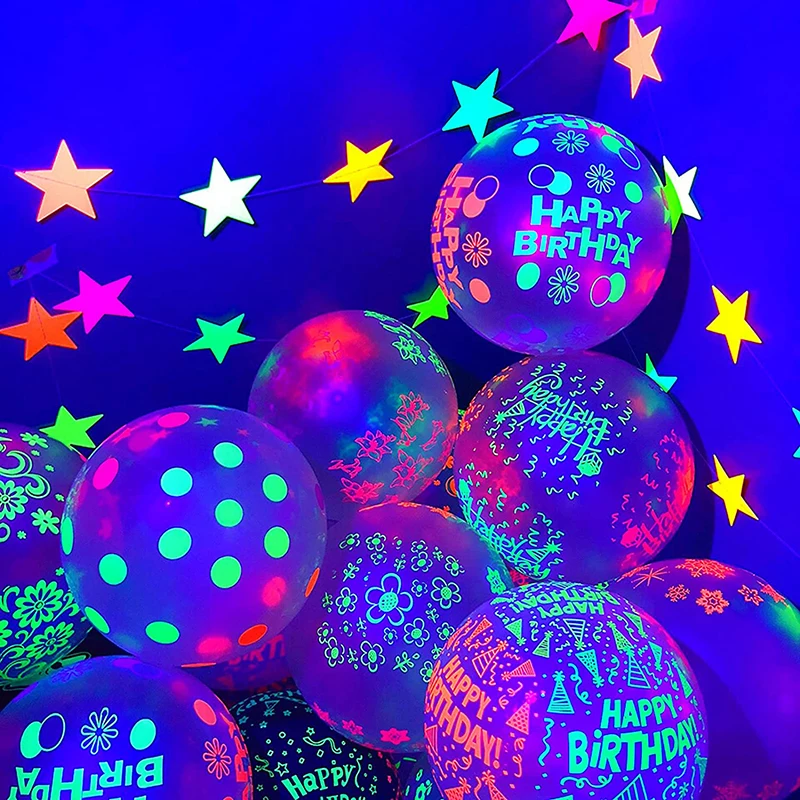 10 Uds. Globos fluorescentes de látex, globos luminosos de amor brillantes para decoraciones de de cumpleaños de boda, globos de cumpleaños
