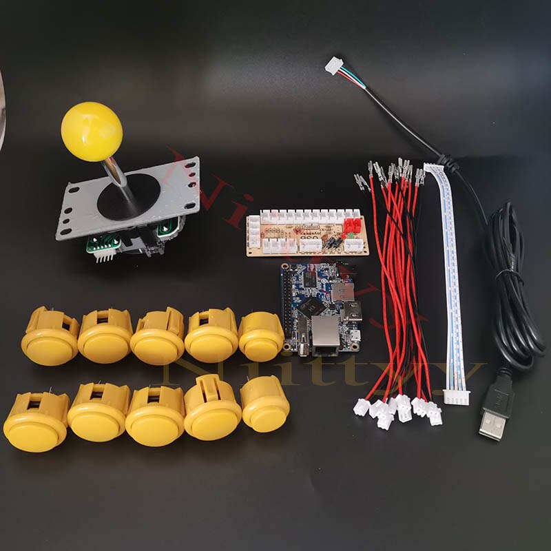 Orange Pi H3 DIY Kit Zero Delay Arcade DIY Kit Encoder To PC PS3 Sanwa Joystick Arcade Push Button game console: Yellow