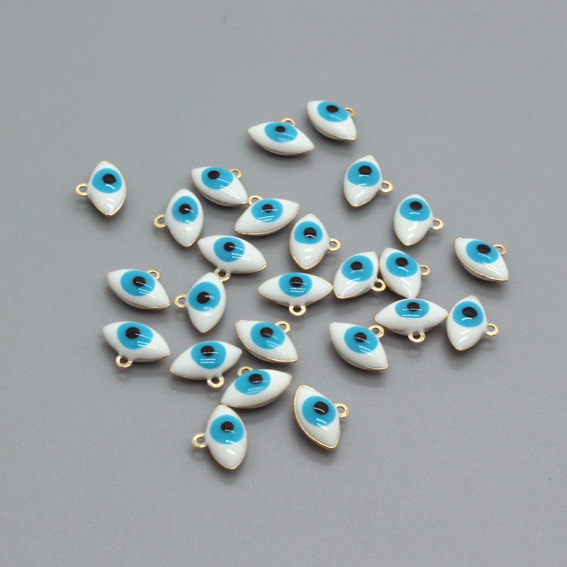 10pcs Cute Small Love Heart Evil Eye Resin Earring Charms Mini Blue Eyes Bracelet Necklace Pendants Handmade Jewelry Make