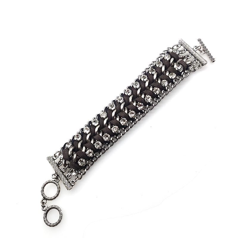 D & D Neue Leder Armbinde Strass Kristall Armbinde wickeln mehrschichtig Armbänder für frauen femme pulseras mulher Schmuck