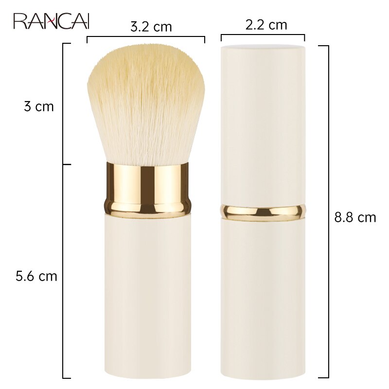 RANCAI-brocha Kabuki retráctil, 1 pieza, brocha para base en polvo, pelo sintético Beige, Mini brocha plana, herramientas cosméticas de maquillaje
