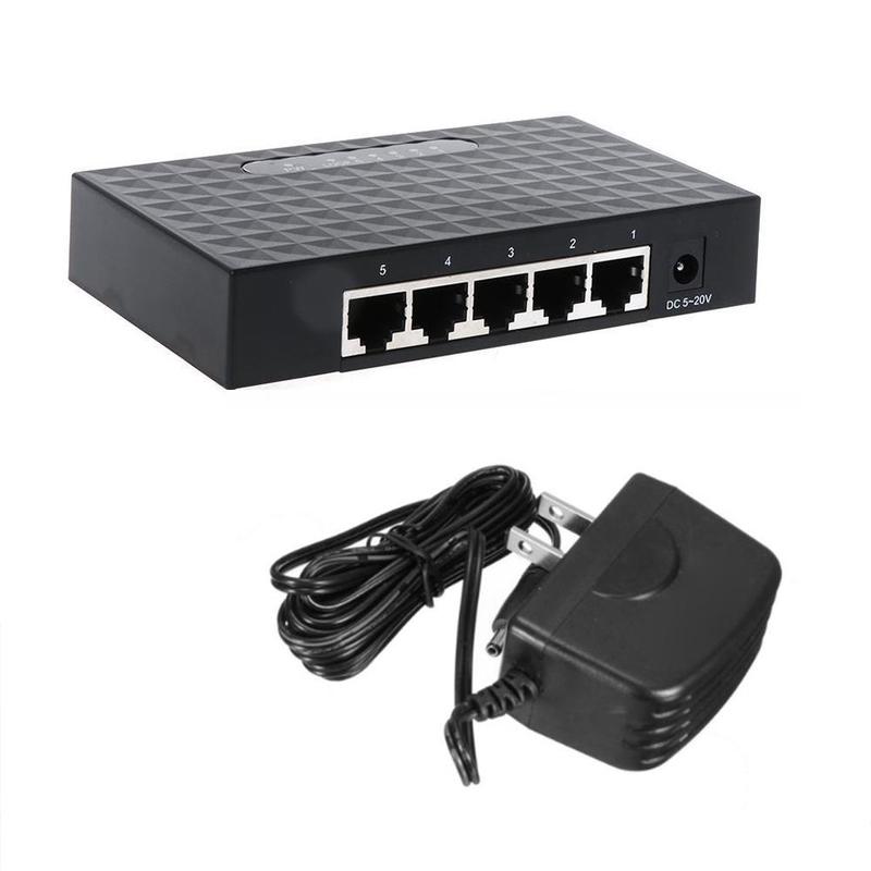 5 Port 10/100/1000Mbps Network Switcher Hub Fast Ethernet RJ45 Gigabit Switch Splitter Travel Lan Switch Hub for PC Desktop