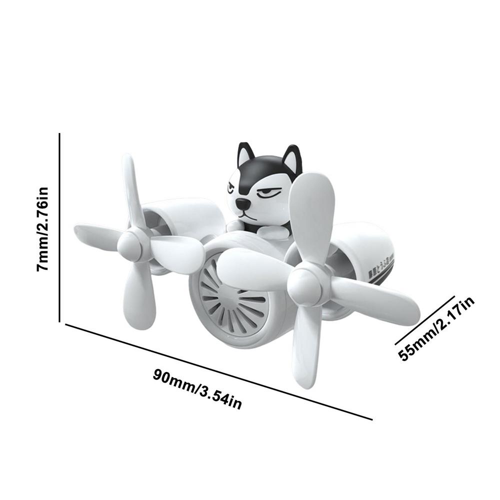 Ambientadores de aire para coche, Ventilación de salida de aire automática, adorno de aromaterapia, Animal lindo, piloto, difusor de coche, hélice giratoria, Interior automático: Blanco