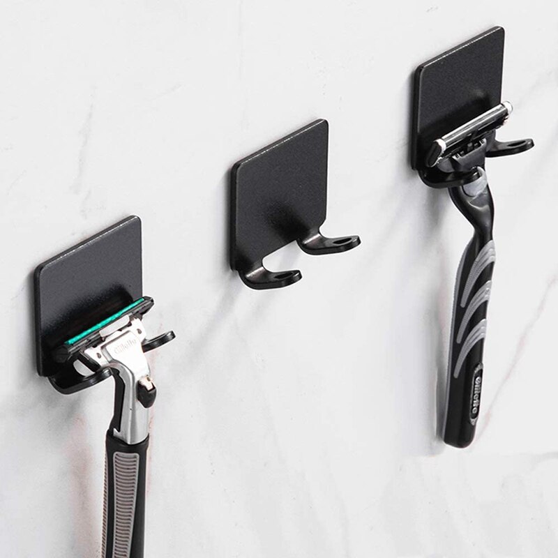 5Pcs/Set Wall-mounted Aluminum Razor Holder Home Storage Hook Men Shaving Shaver Shelf Bathroom Accessories
