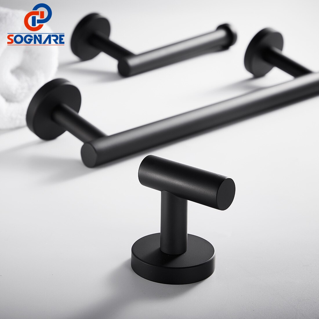 Zwarte Muur Badkamer Hardware Kit Rvs Badkamer Faciliteiten Voor Badkamer Handdoek Bar Toiletrolhouder Kleding Haak