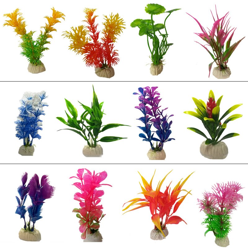 1 stk akvarie kunstige plastik planter dekoration akvarie landskab 1 stk kunstige akvarie dekorationer