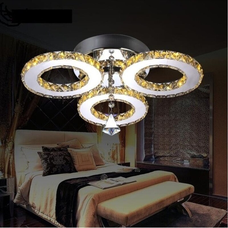 3/5 Ringen Moderne Kristallen Kroonluchter 30W Led Plafond Ronde Kroonluchter Binnenverlichting Home Voor Woonkamer Slaapkamer plafon Glans