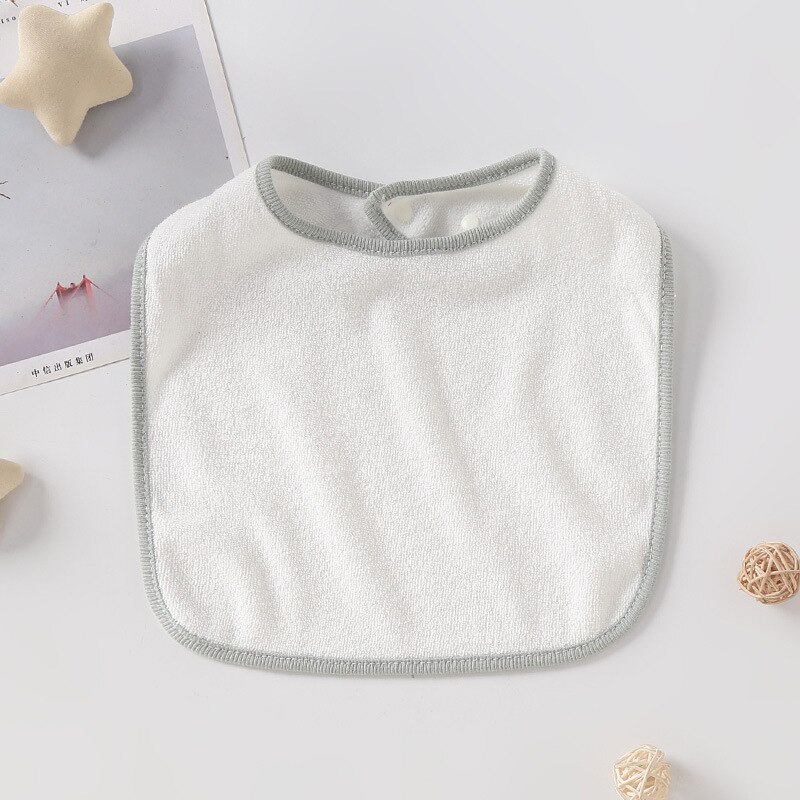 Baby White Cotton Super Soft Absorbent Saliva Towel Baby Solid Color Antifouling Comfortable Single Layer Snap Bib