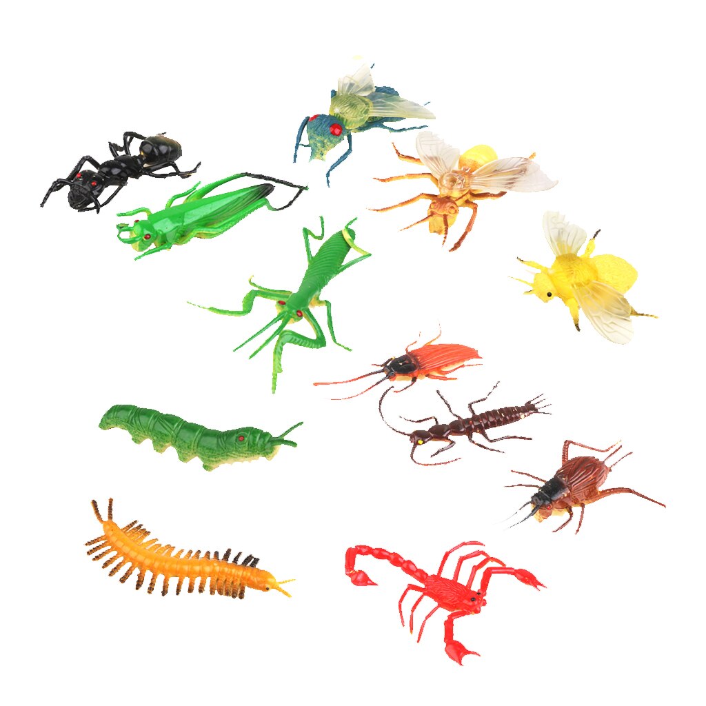 12 plastic halloween insectenmodellen, duizendpoot, schorpioen, vlieg, mier, truc, insecten