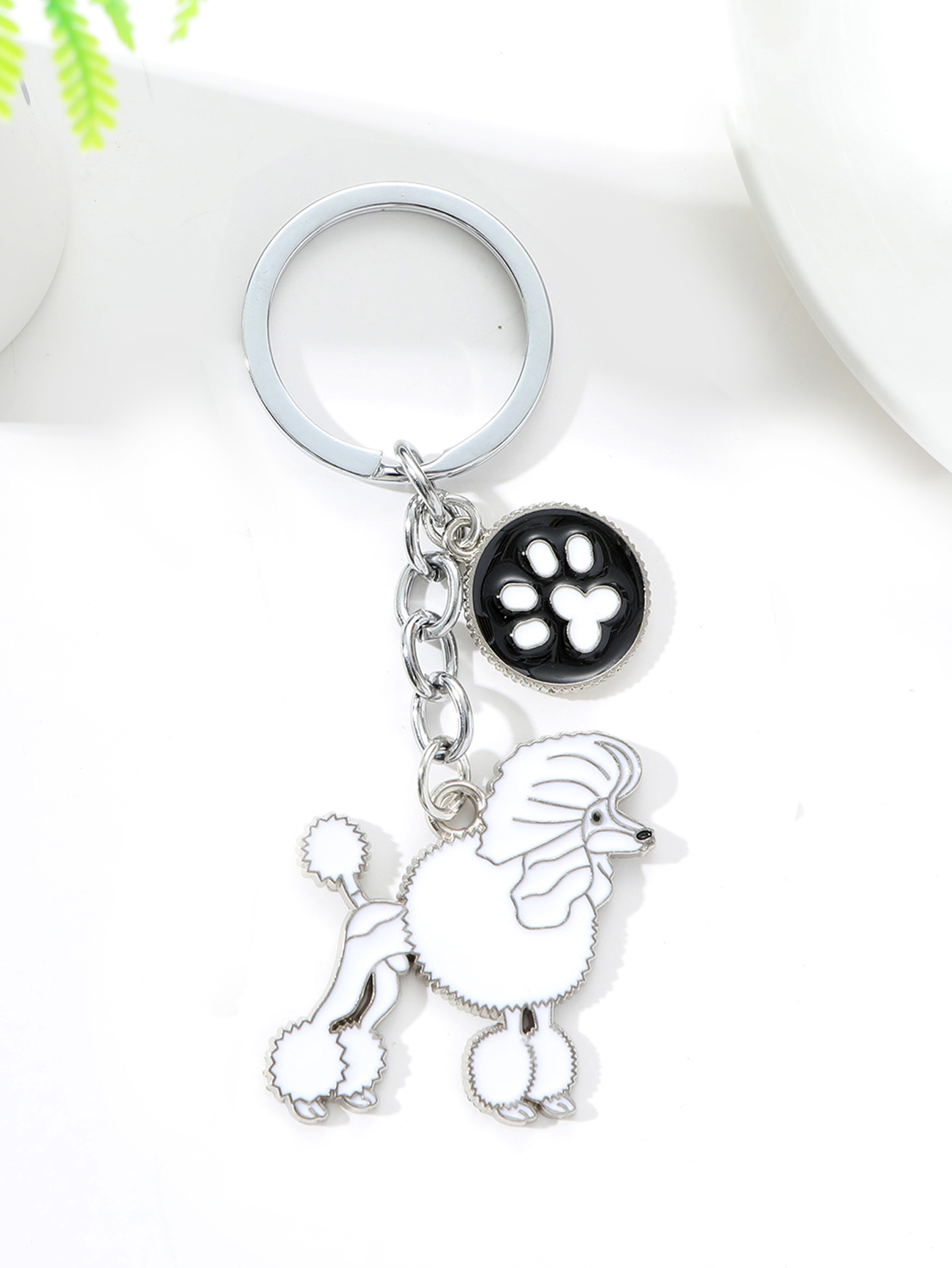 Pet German shepherd dog Keychain Dog Pendant Animal Bell Enamel Keyring Women Bag Jewelry Girls: Yellow